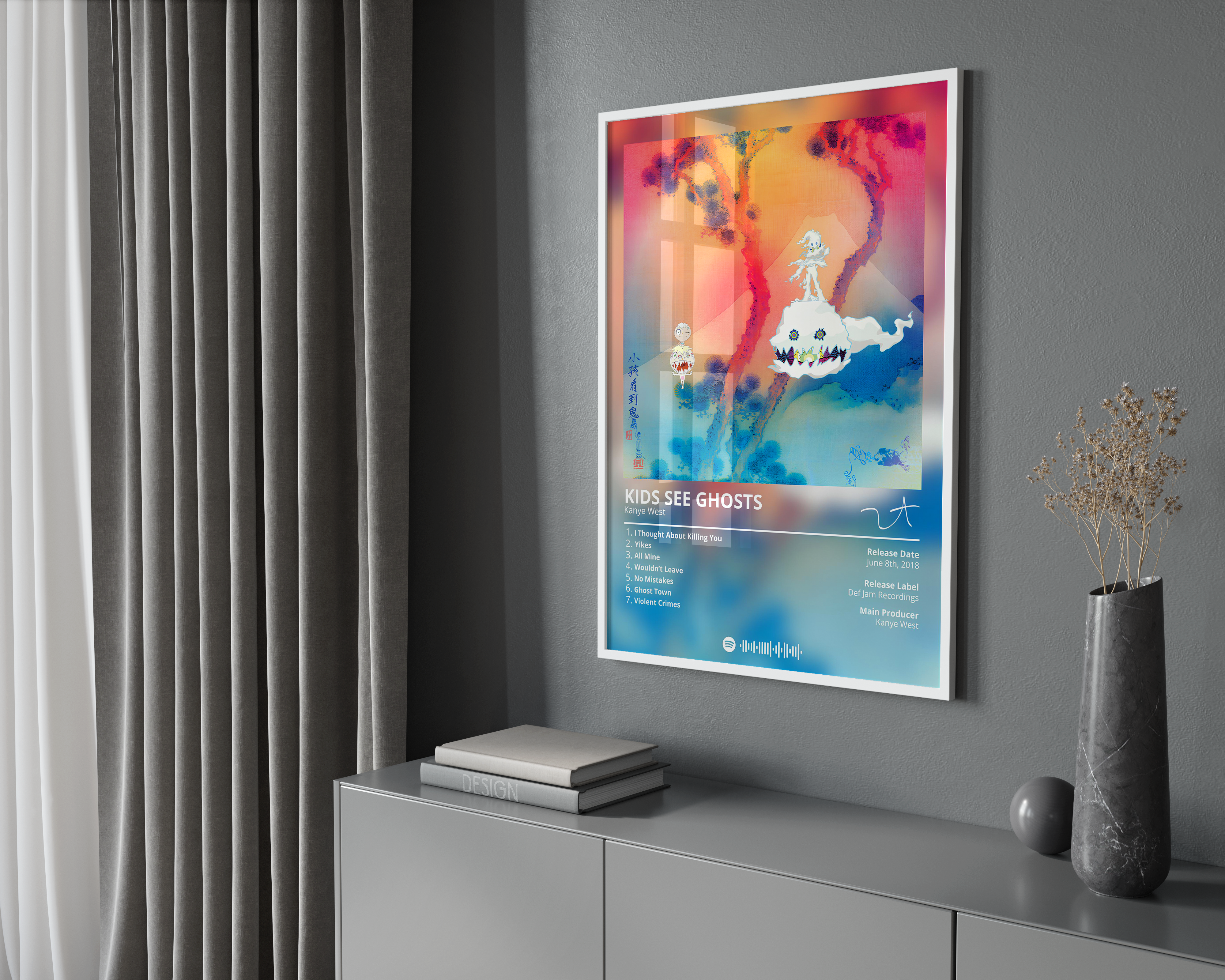 Kanye West Kids See Ghosts Album poster wall art print room decor