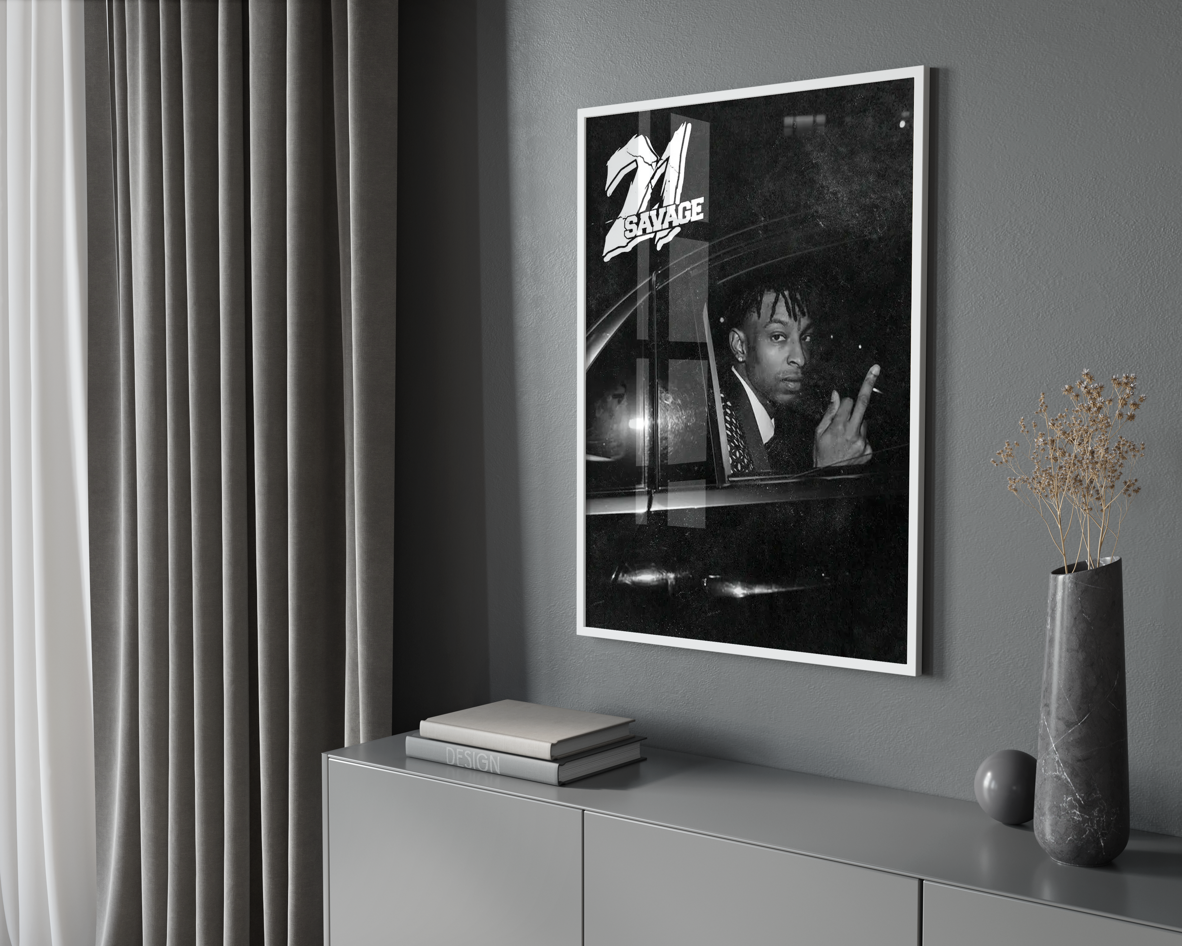 21 Savage - B&W Poster poster wall art print room decor