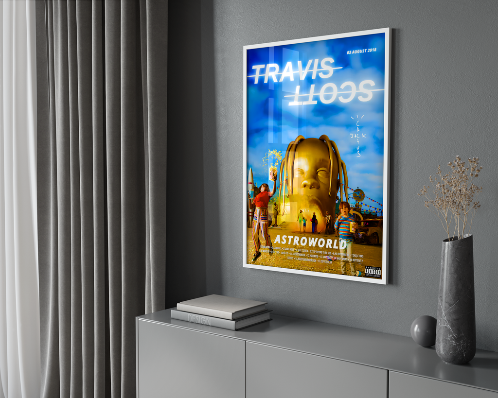 Travis Scott Astroworld Blue  | Unframed Hip Hop Wall Art album cover poster print wall art decor