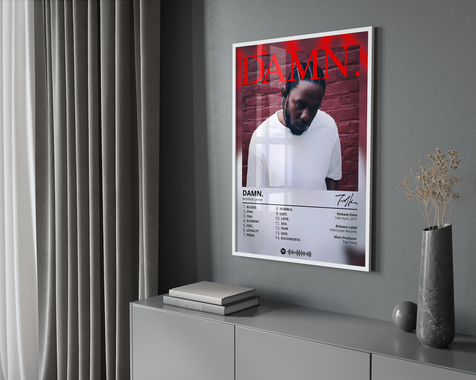Kendrick Lamar Damn album cover poster print wall art decor