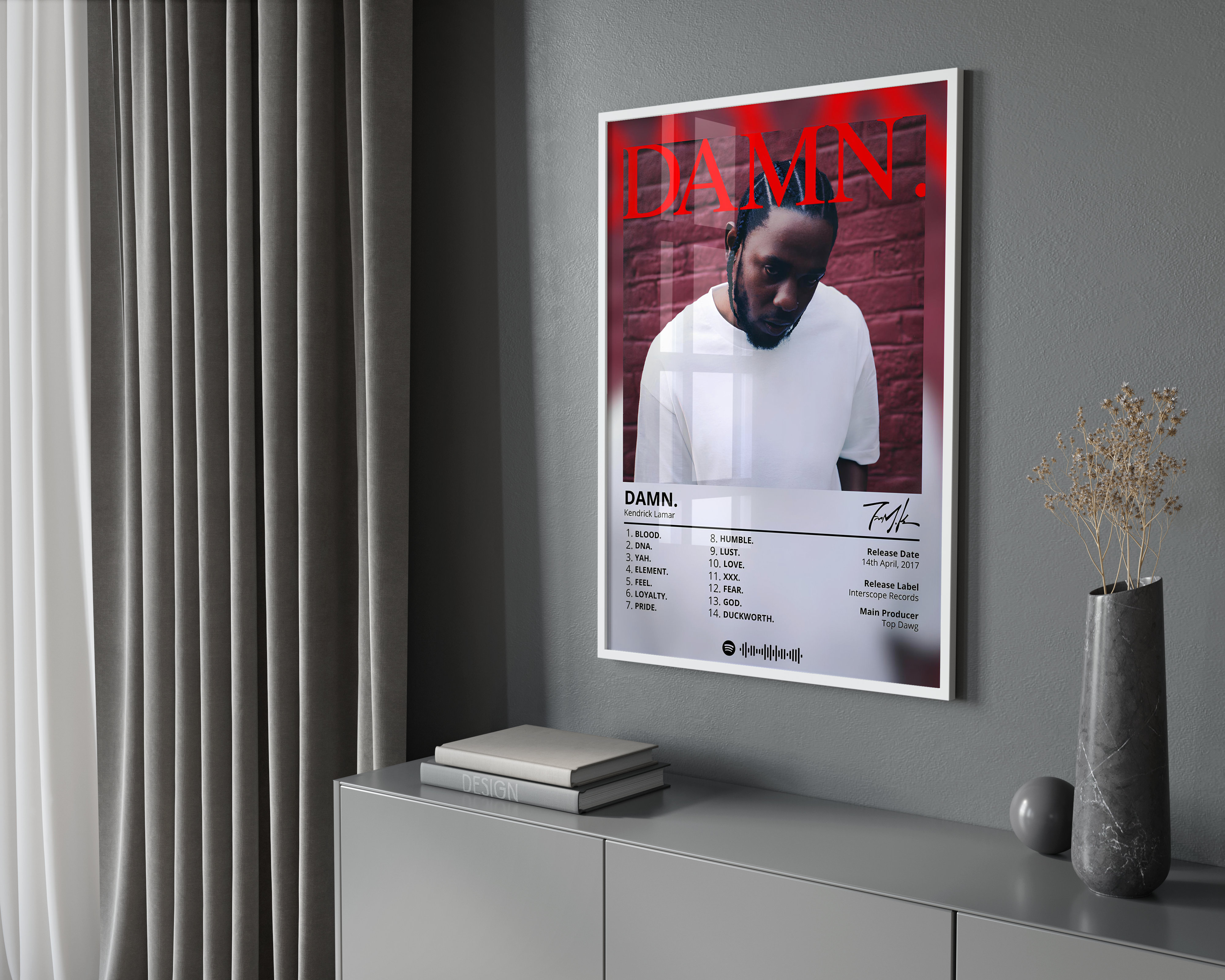 Kendrick Lamar Damn Album Poster poster wall art print room decor