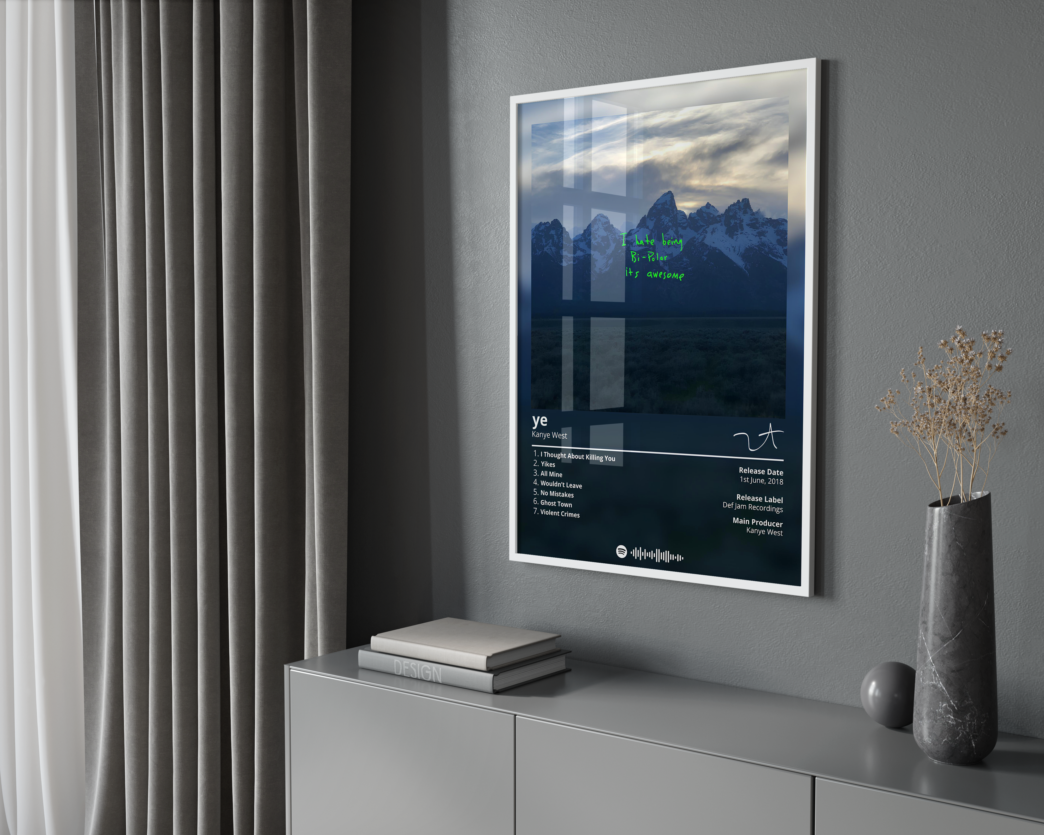 Kanye West Ye Album poster wall art print room decor