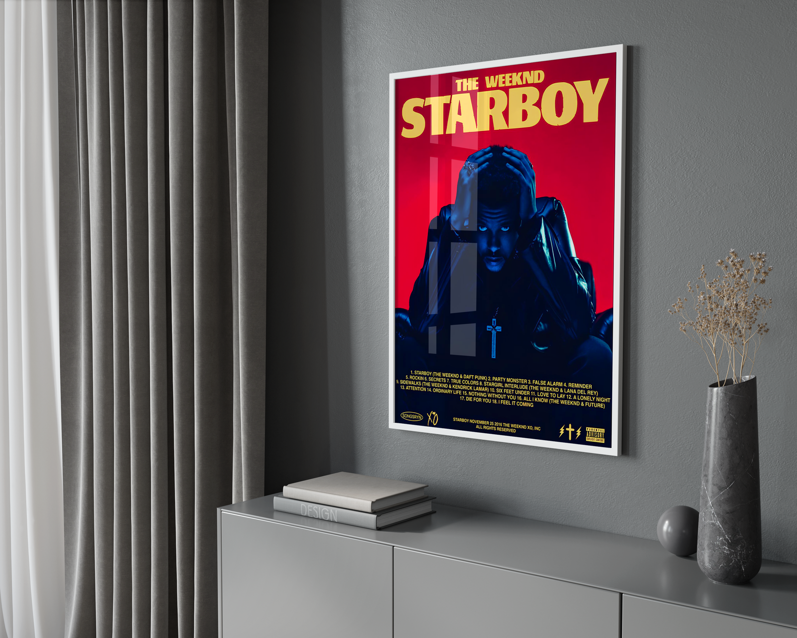The Weeknd Starboy Cover-Style  | Unframed Bedroom album cover poster print wall art decor
