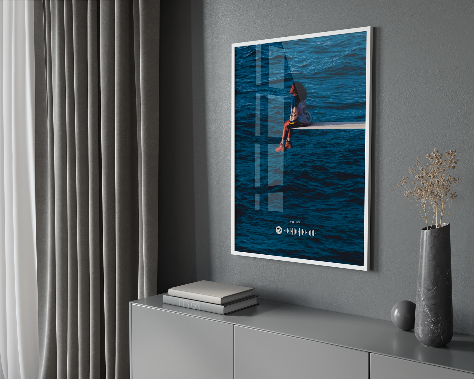 SZA SOS Minimal Ocean  | Unframed Bedroom album cover poster print wall art decor