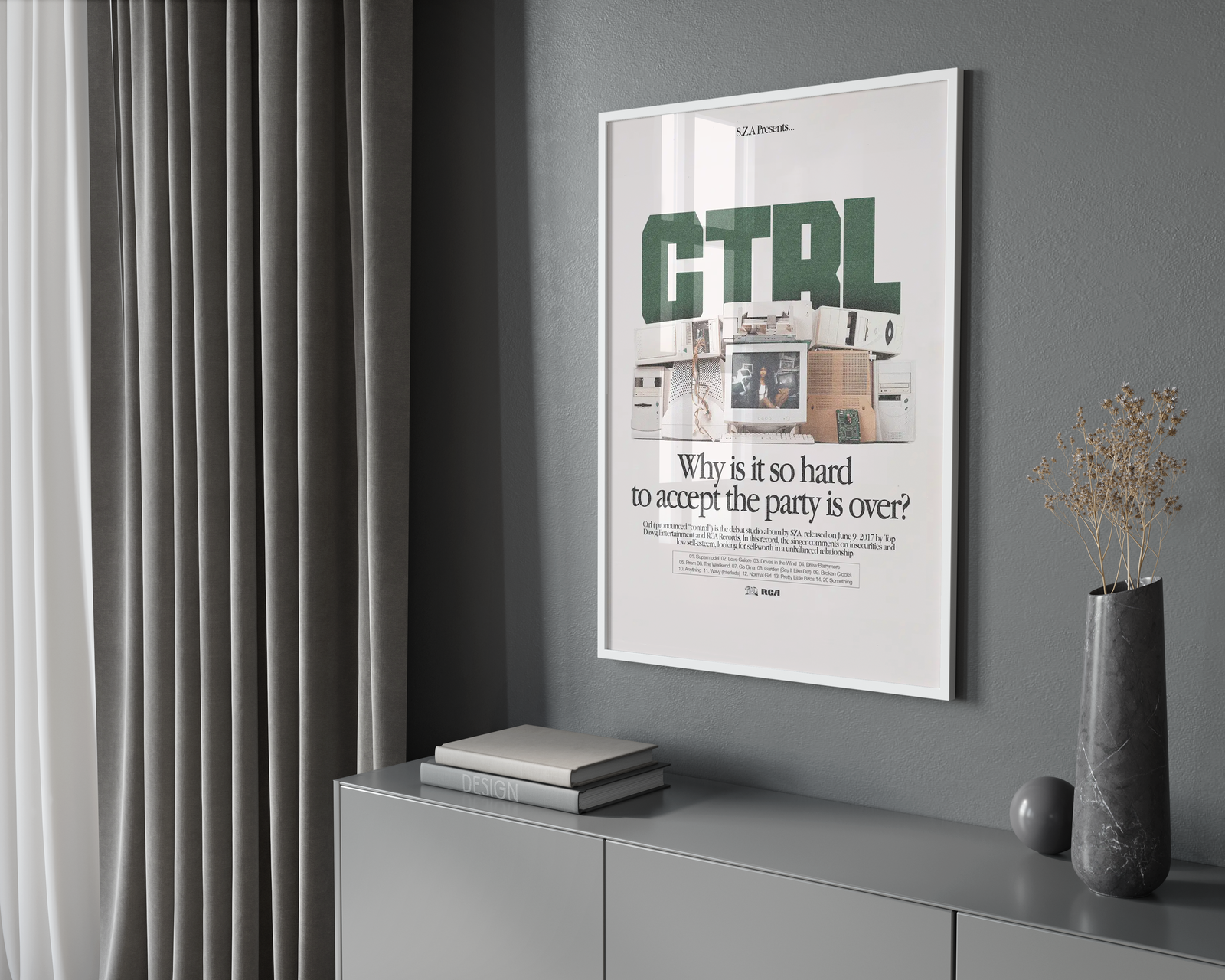 SZA Ctrl Typography  | Unframed Bedroom album cover poster print wall art decor