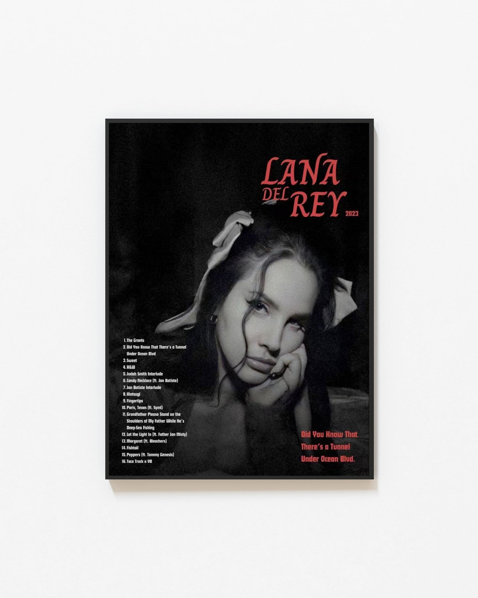 Lana Del Rey Did You Know That Theres a Tunnel Under Ocean Blvd Tracklist  | Unframed Bedroom album cover poster print wall art decor