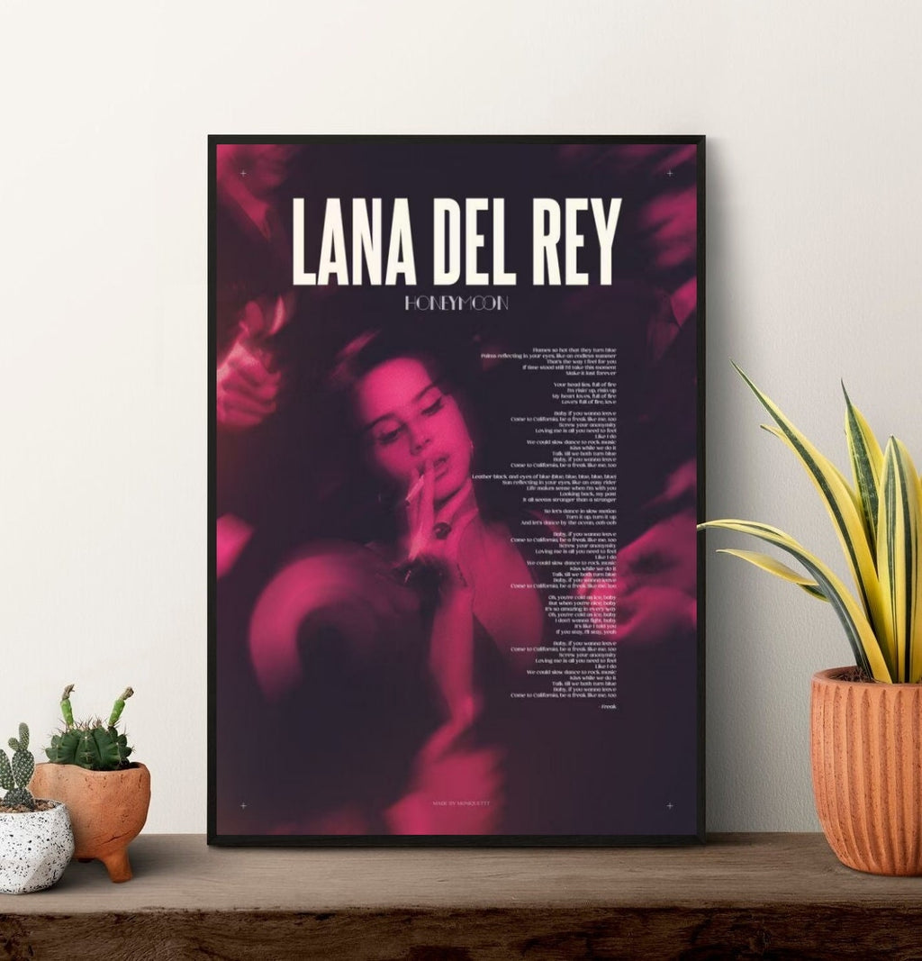 Lana Del Rey Honeymoon Lyric  | Unframed Bedroom Wall Art album cover poster print wall art decor