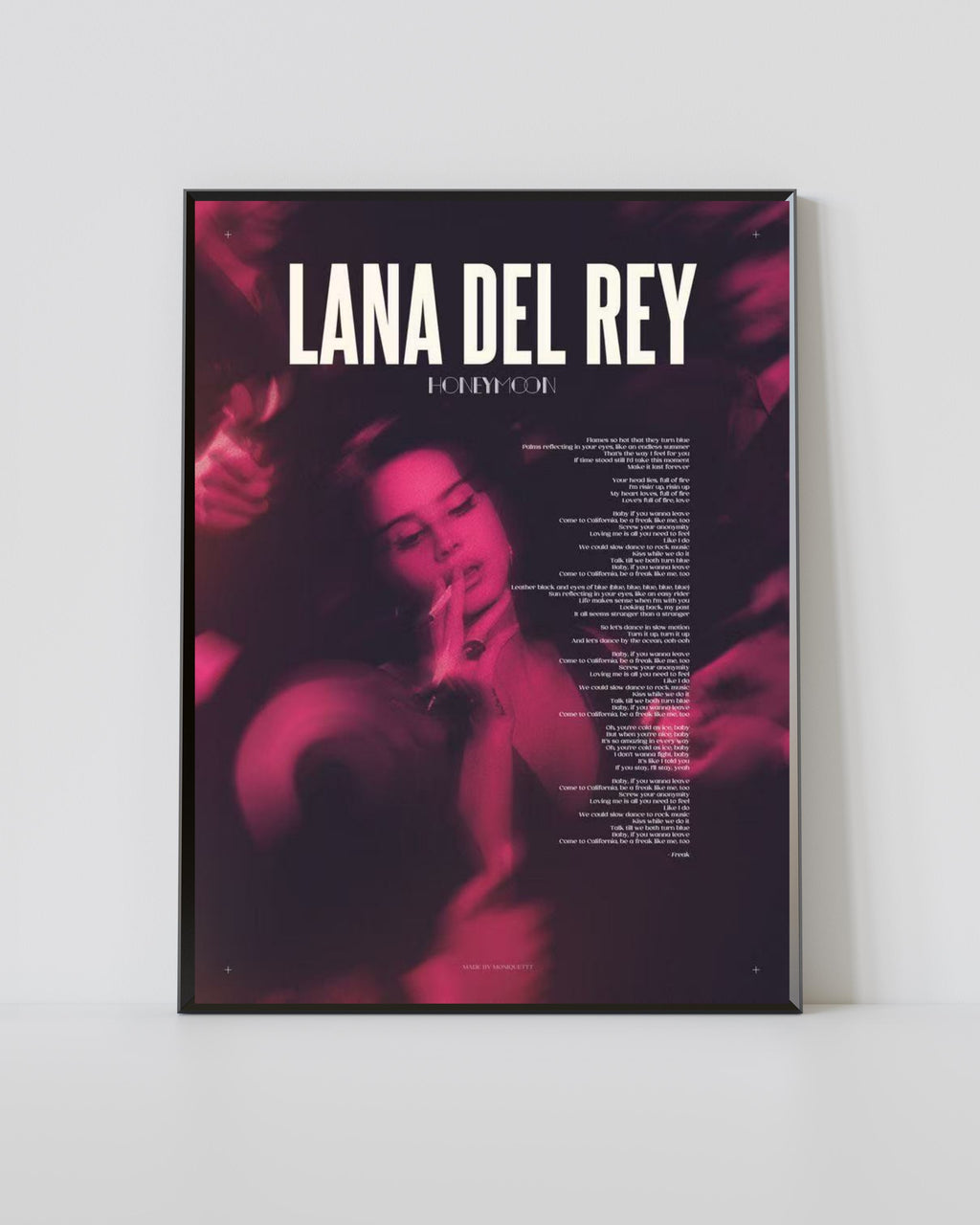 Lana Del Rey Honeymoon Lyric  | Unframed Bedroom Wall Art album cover poster print wall art decor