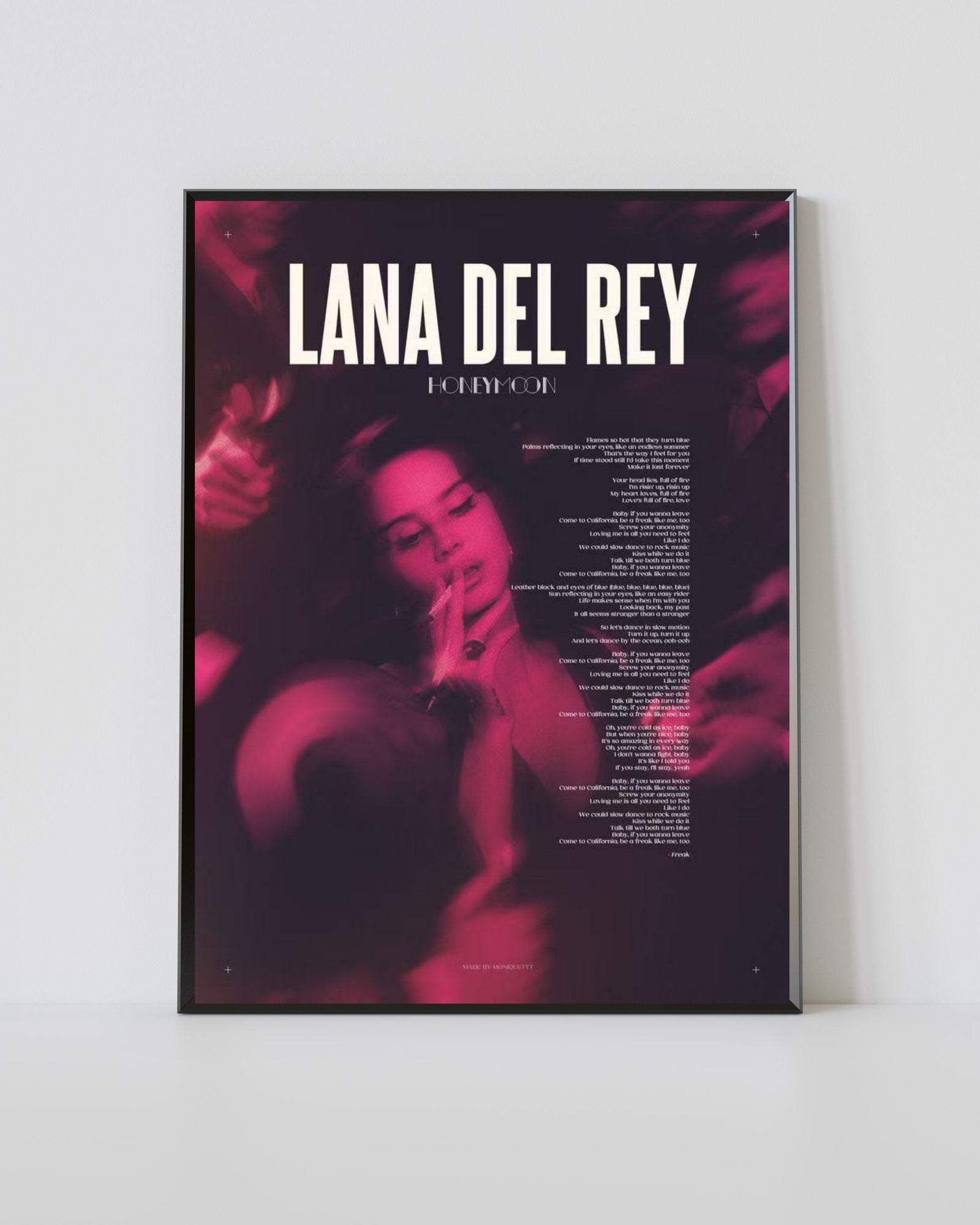 Lana Del Rey Honeymoon Lyric  | Unframed Bedroom album cover poster print wall art decor