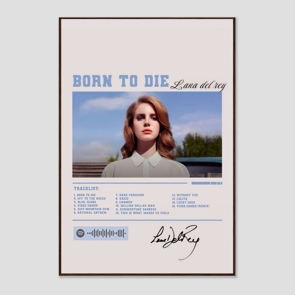 Lana Del Rey Born To Die Wall Art |  Tracklist & Spotify Code Canvas  for Music Fans album cover poster print wall art decor