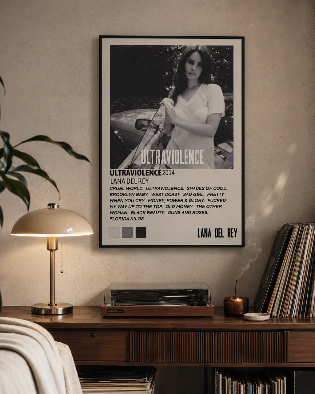 Lana Del Rey Ultraviolence Tracklist  | Unframed Bedroom Wall Art album cover poster print wall art decor