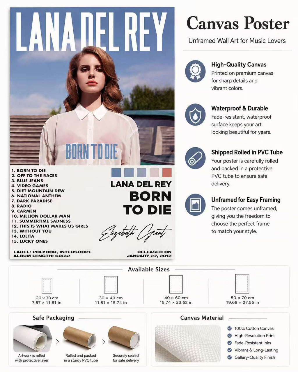 Lana Del Rey Vintage Aesthetic Canvas  | Retro Coquette Room Decor album cover poster print wall art decor