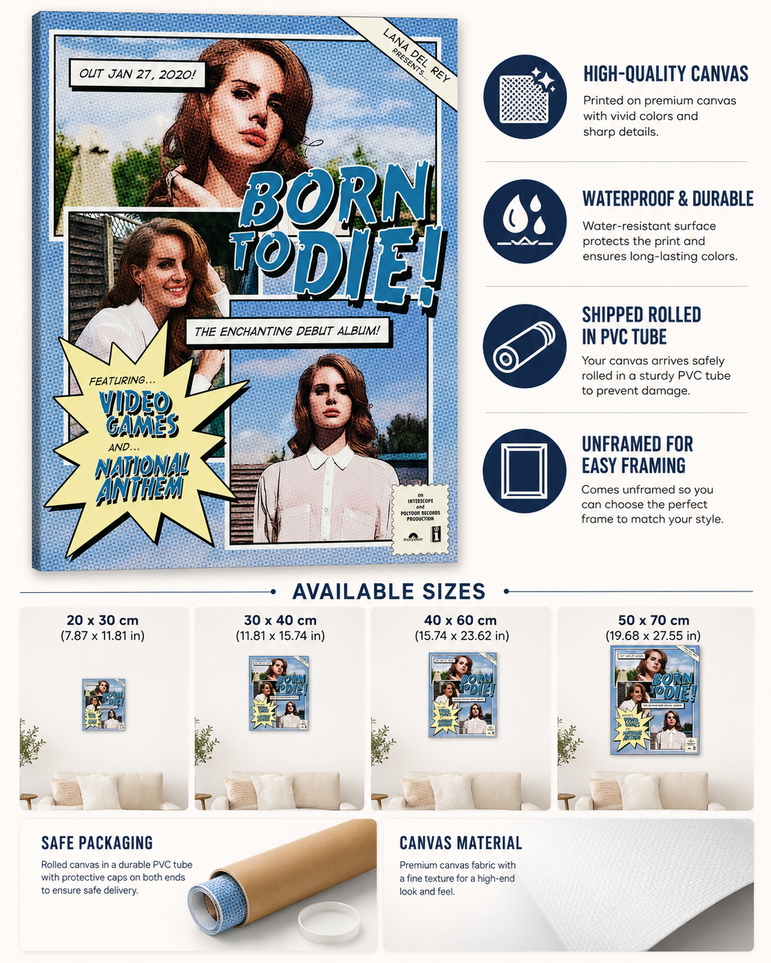 Lana Del Rey Vintage Aesthetic Canvas  | Retro Coquette Room Decor album cover poster print wall art decor