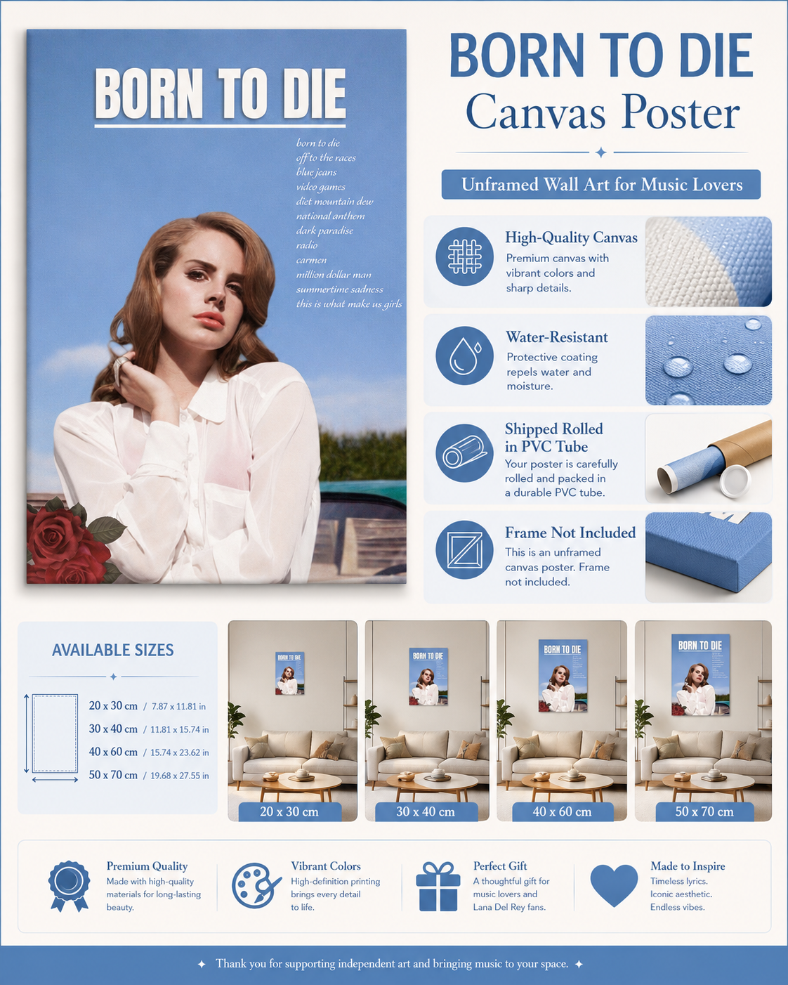 Lana Del Rey Born To Die  Cover   | Vintage Music Decor for Fans album cover poster print wall art decor