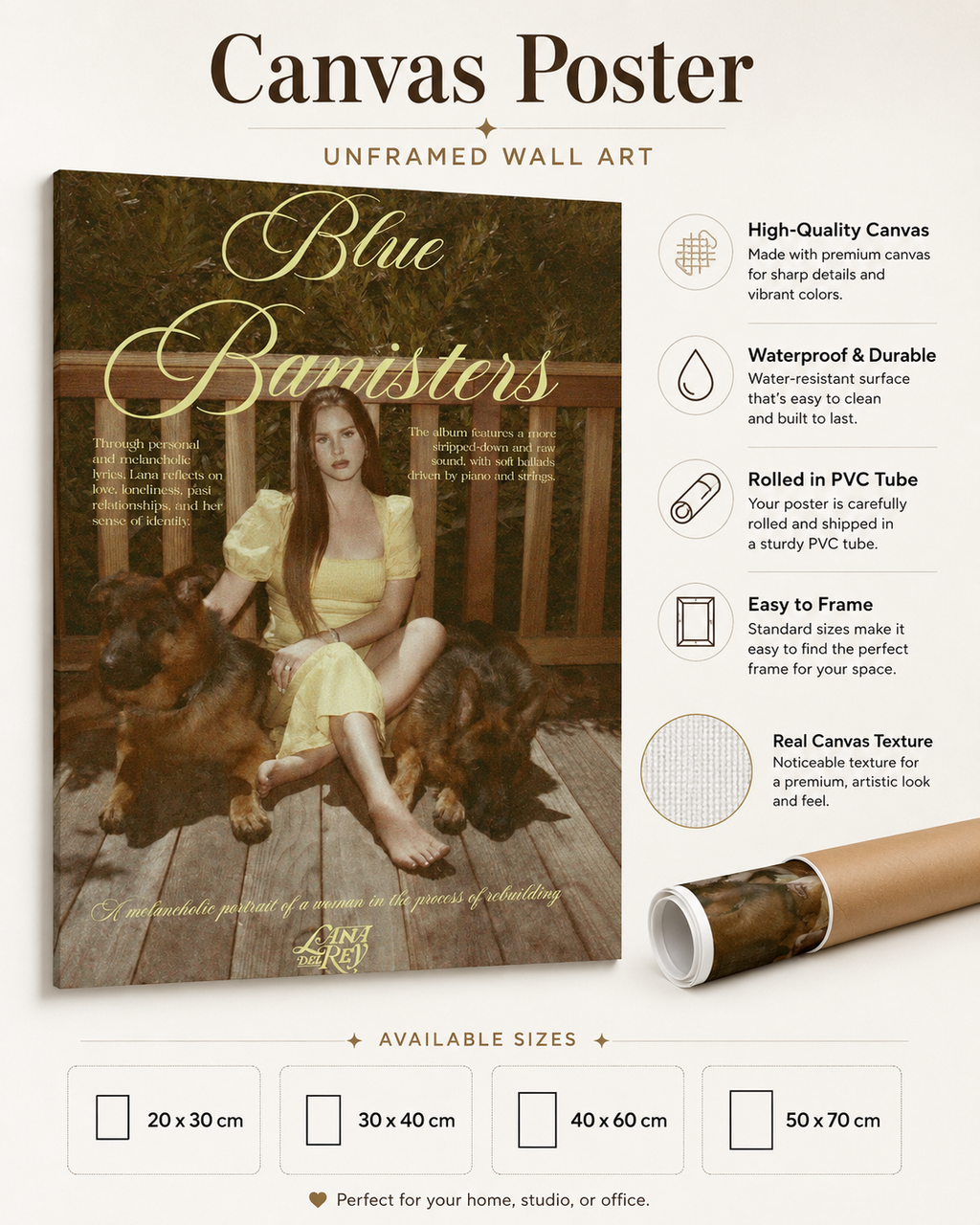 Lana Del Rey Blue Banisters Wall Art | Vintage  Cover Canvas  for Music Fans album cover poster print wall art decor
