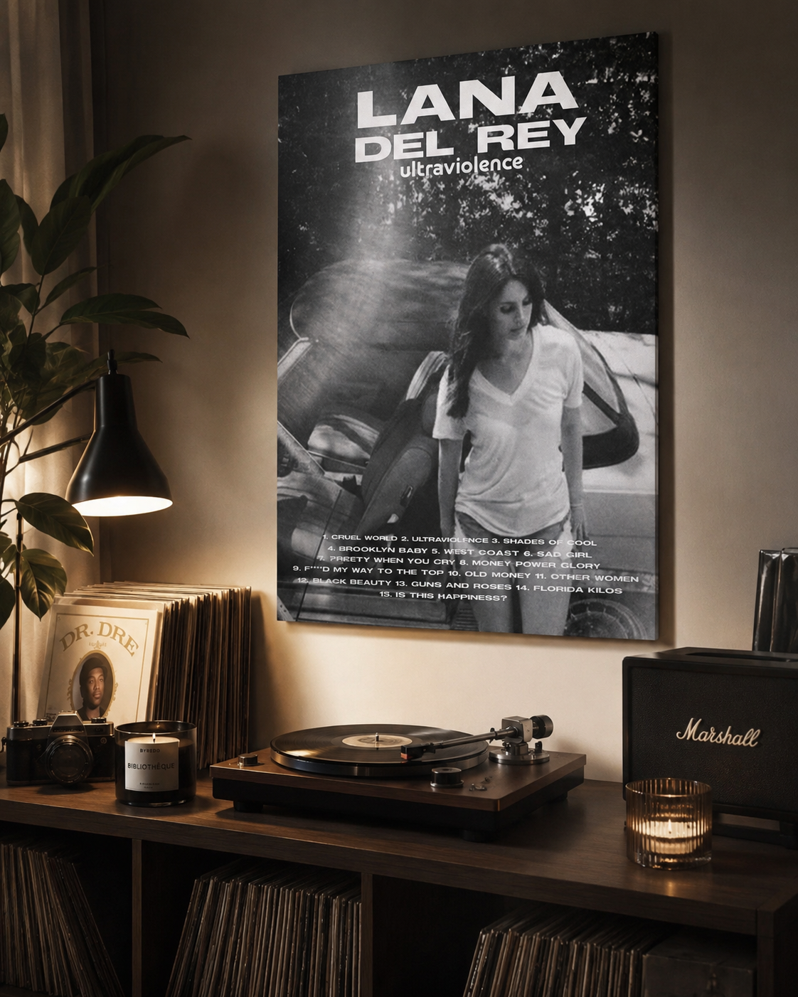 Lana Del Rey Ultraviolence  | Vintage  Tracklist Canvas  for Music Fans album cover poster print wall art decor