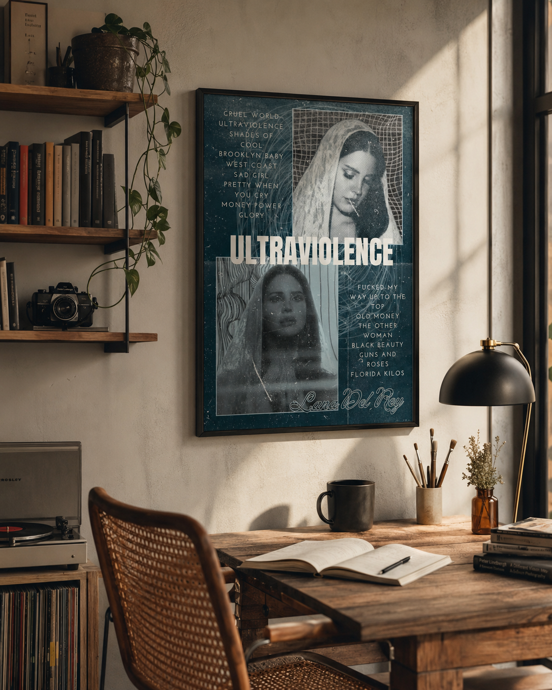 Lana Del Rey Ultraviolence Collage  | Vintage  Tracklist Canvas  for Music Fans album cover poster print wall art decor