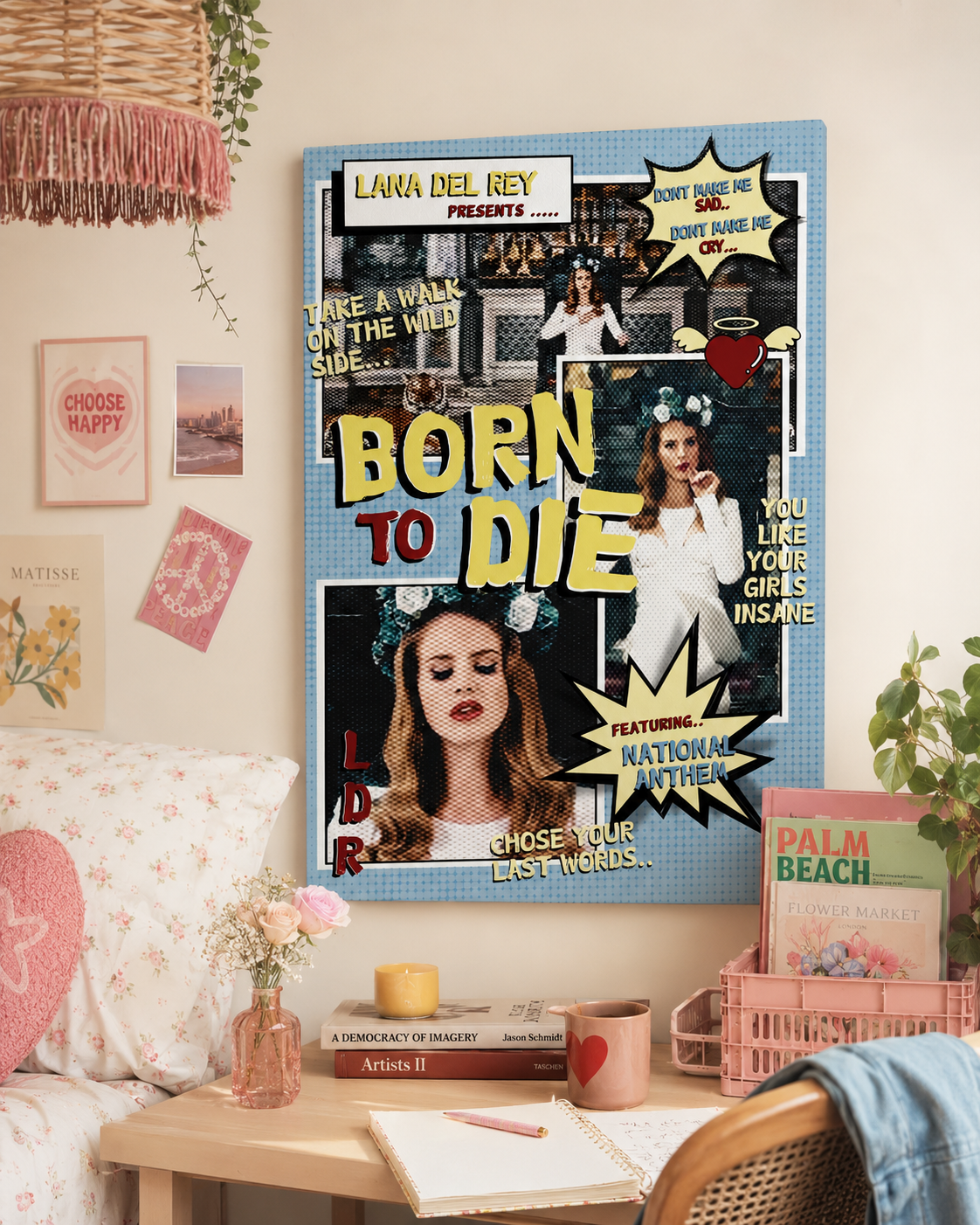 Lana Del Rey Born To Die Retro Comic Collage  | Vintage   for Aesthetic Room Decor & Music Fans album cover poster print wall art decor
