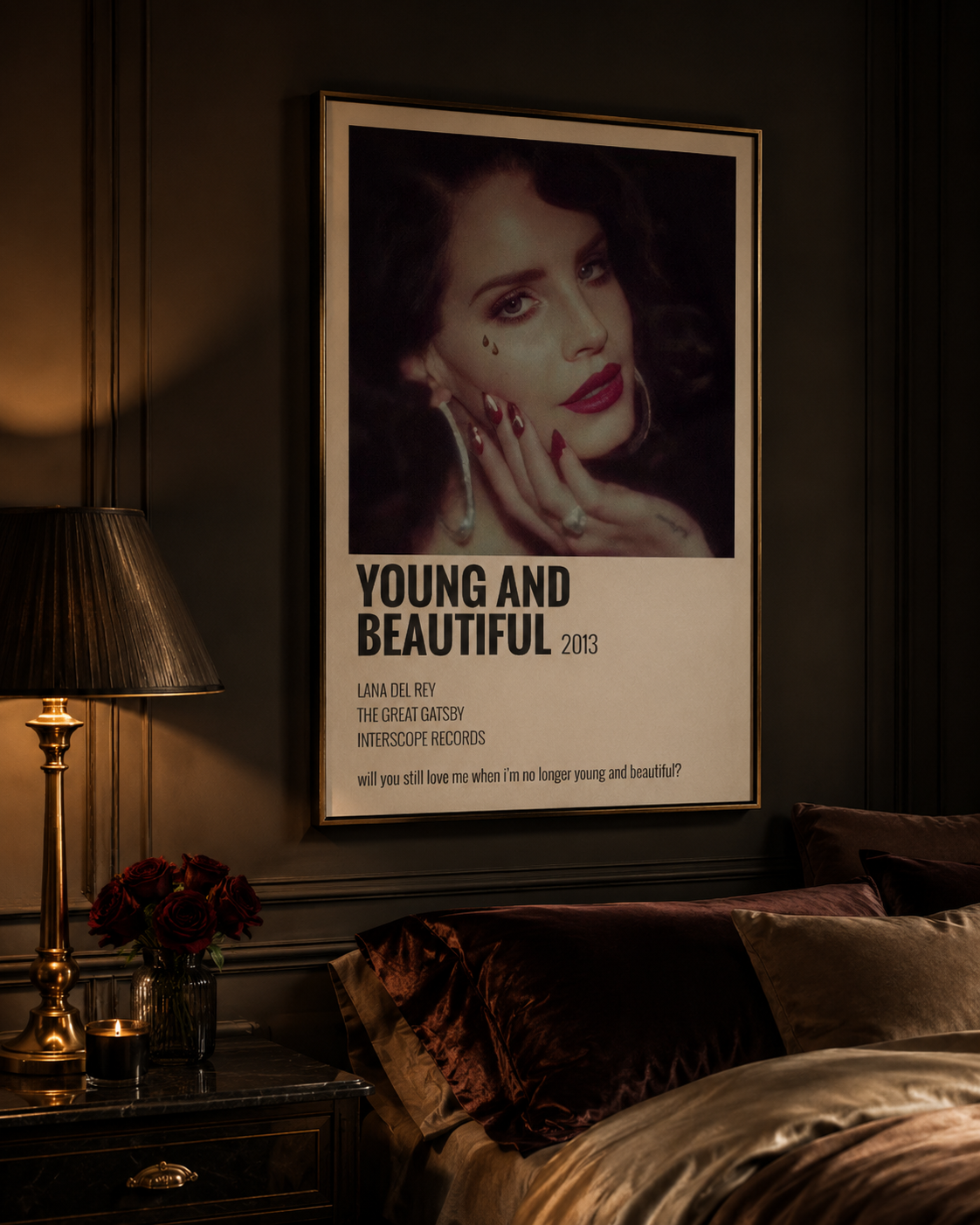 Lana Del Rey Young And Beautiful  | The Great Gatsby Song  for Vintage Aesthetic Decor album cover poster print wall art decor
