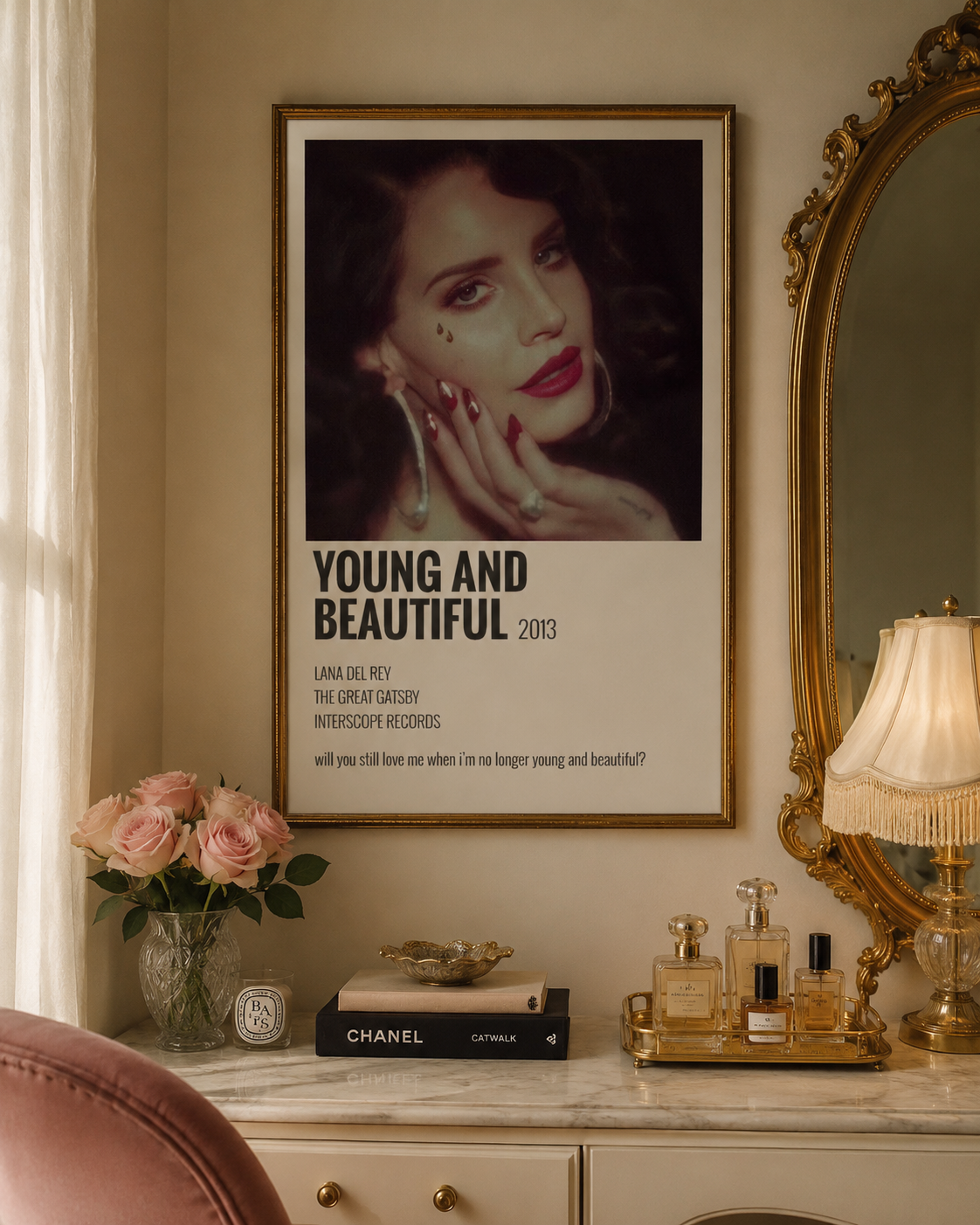 Lana Del Rey Young And Beautiful  | The Great Gatsby Song  for Vintage Aesthetic Decor album cover poster print wall art decor