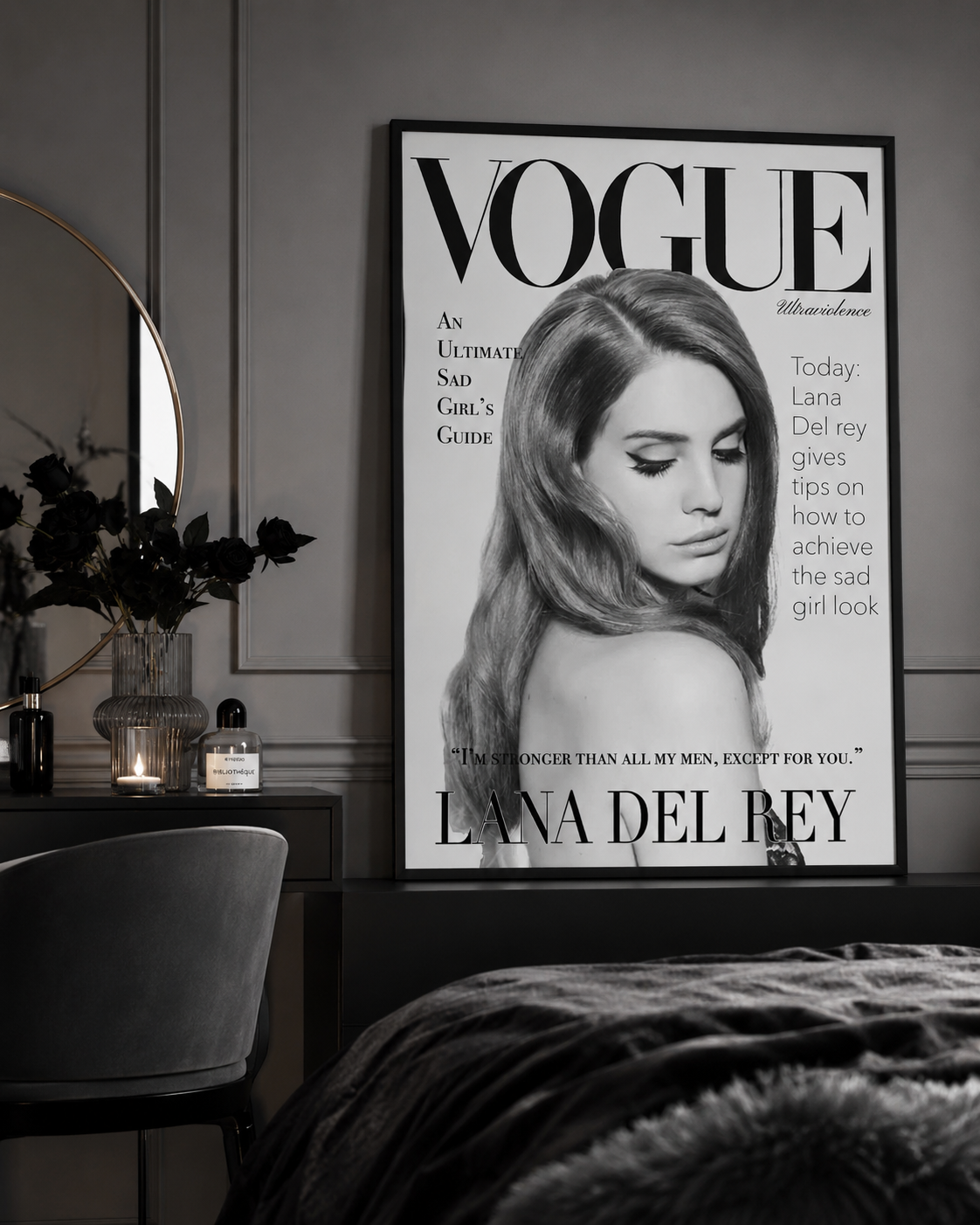 Lana Del Rey Vogue Ultraviolence  | Vintage Magazine Cover  for Sad Girl Aesthetic Decor album cover poster print wall art decor