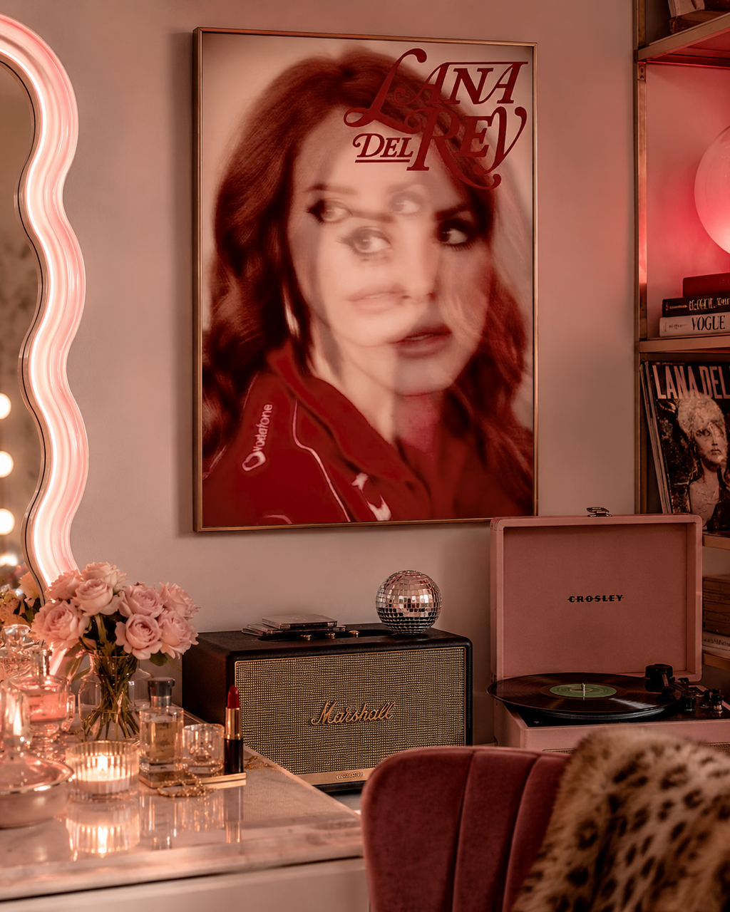Lana Del Rey Red Double Exposure Wall Art | Retro Trippy Canvas  for Edgy Aesthetic Room Decor album cover poster print wall art decor