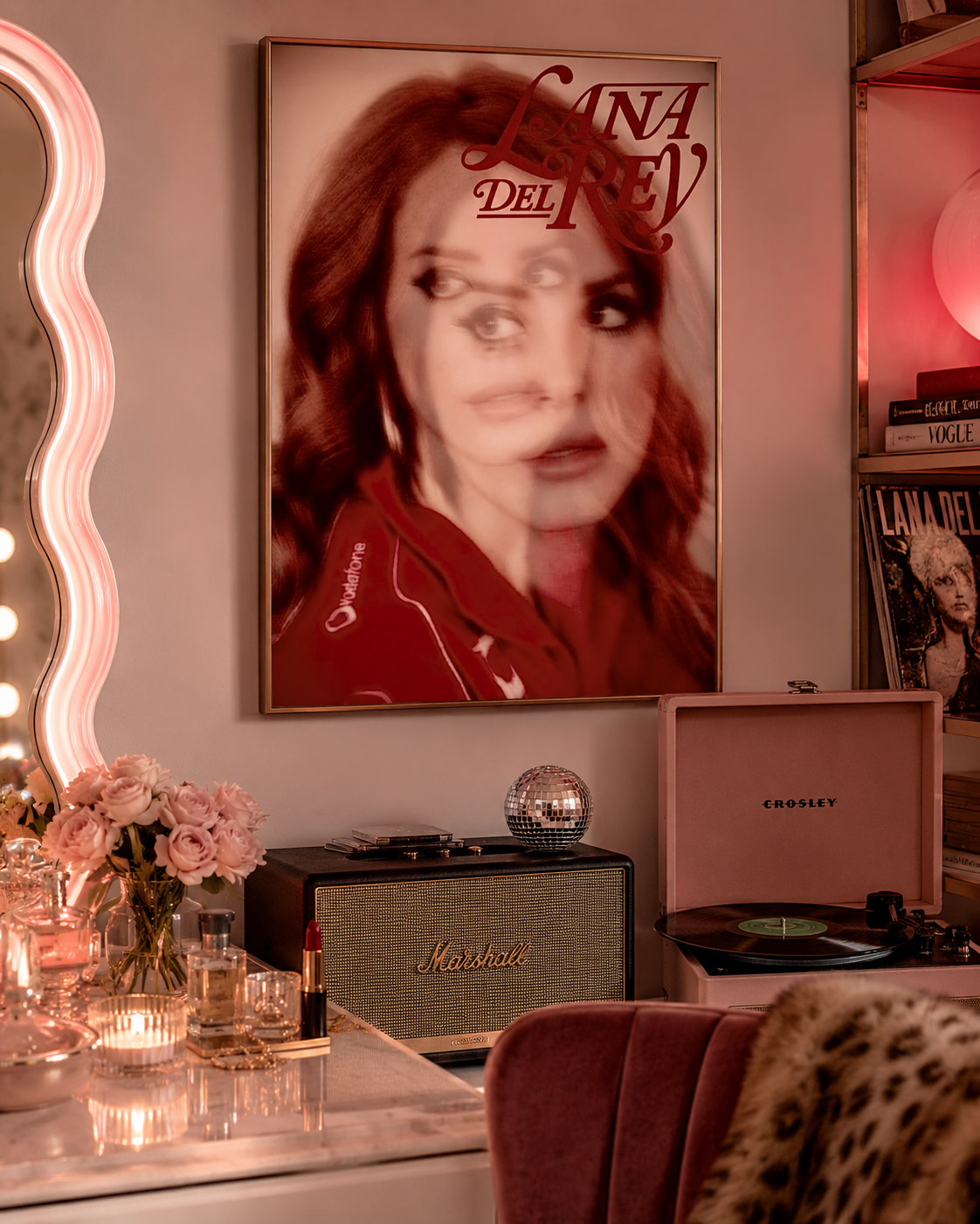 Lana Del Rey Red Double Exposure  | Retro Trippy Canvas  for Edgy Aesthetic Room Decor album cover poster print wall art decor
