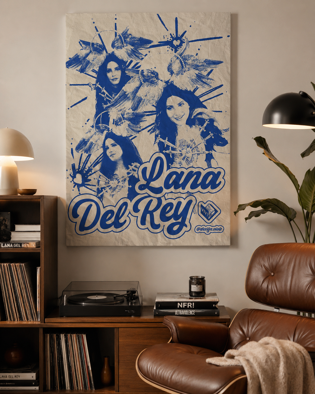 Lana Del Rey Blue Bird Collage Wall Art | Retro Indie Canvas  for Aesthetic Room Decor album cover poster print wall art decor