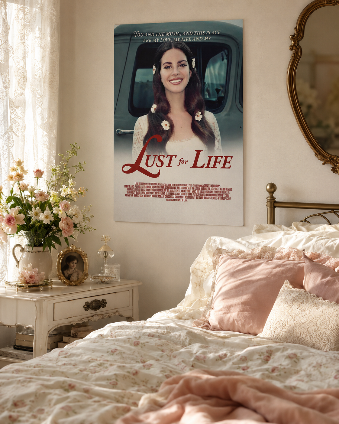 Lana Del Rey Lust For Life  | 2017   with Floral Accents for Music Fans album cover poster print wall art decor