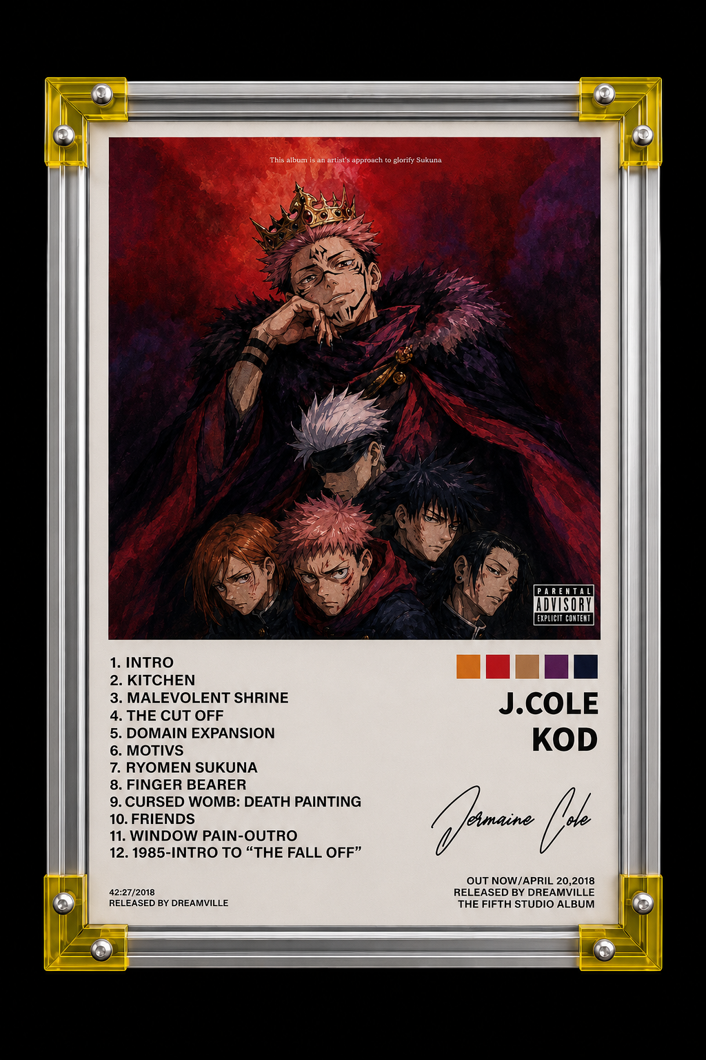 J. Cole KOD x Jujutsu Kaisen Anime  Cover album cover poster print wall art decor