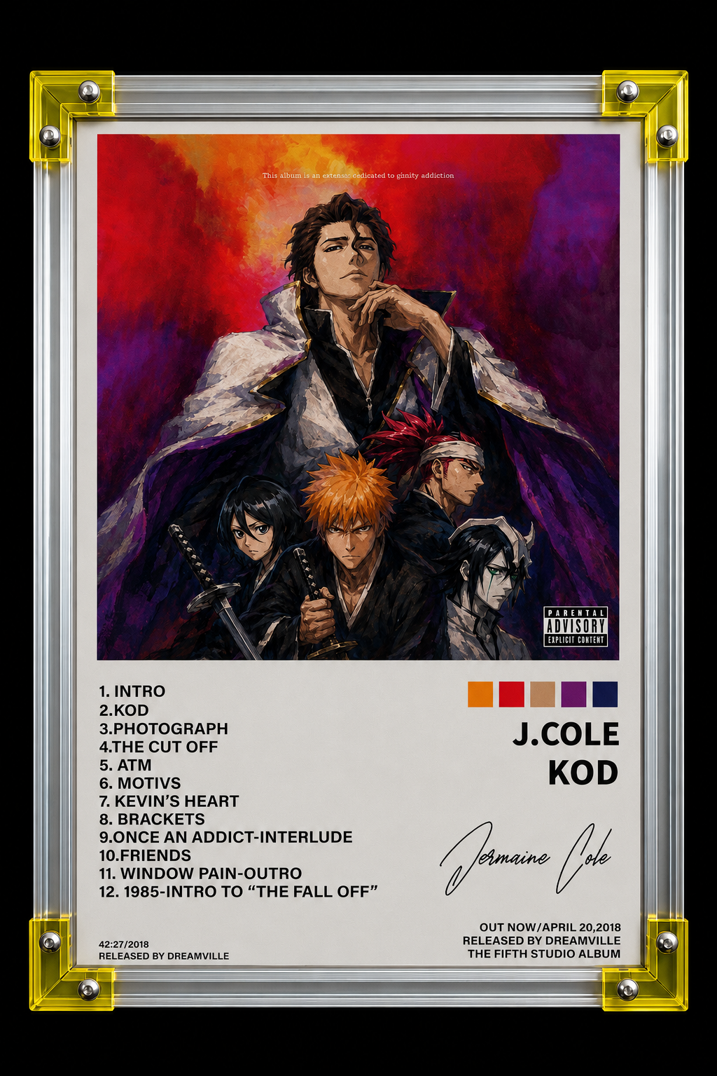 J. Cole KOD x Bleach Anime  Cover album cover poster print wall art decor