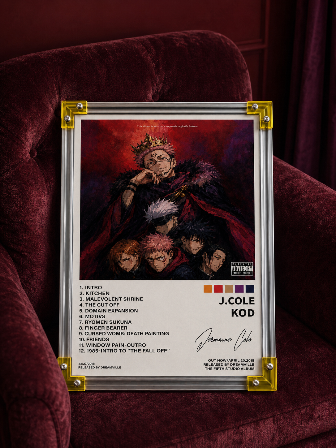 J. Cole KOD x Jujutsu Kaisen Anime Album Cover  album cover poster print wall art decor