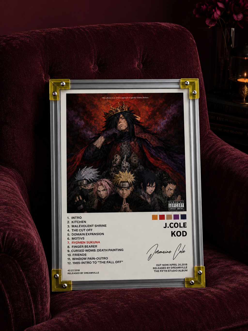 J. Cole KOD x Naruto Anime  Cover album cover poster print wall art decor