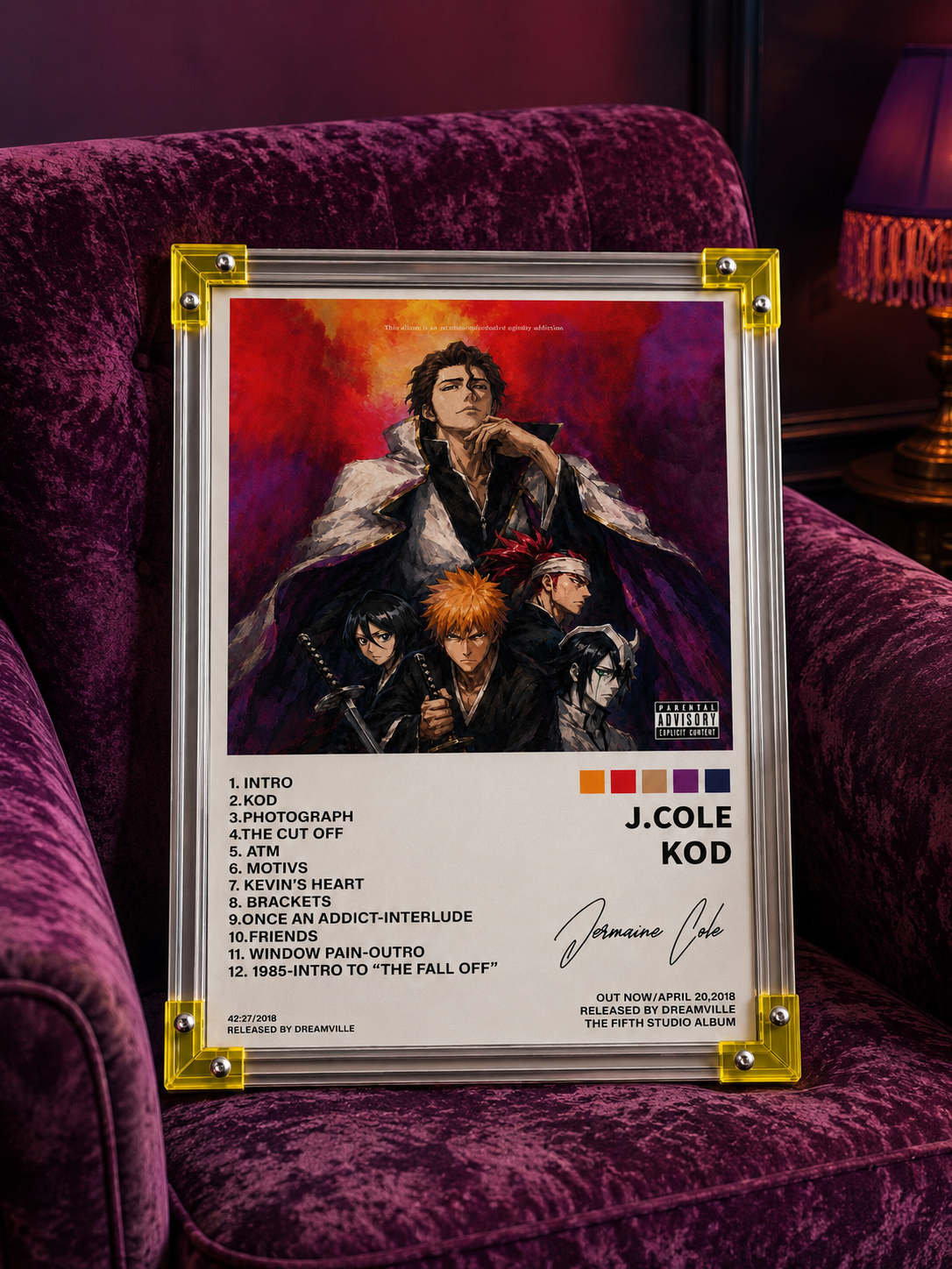 J. Cole KOD x Bleach Anime Album Cover  album cover poster print wall art decor