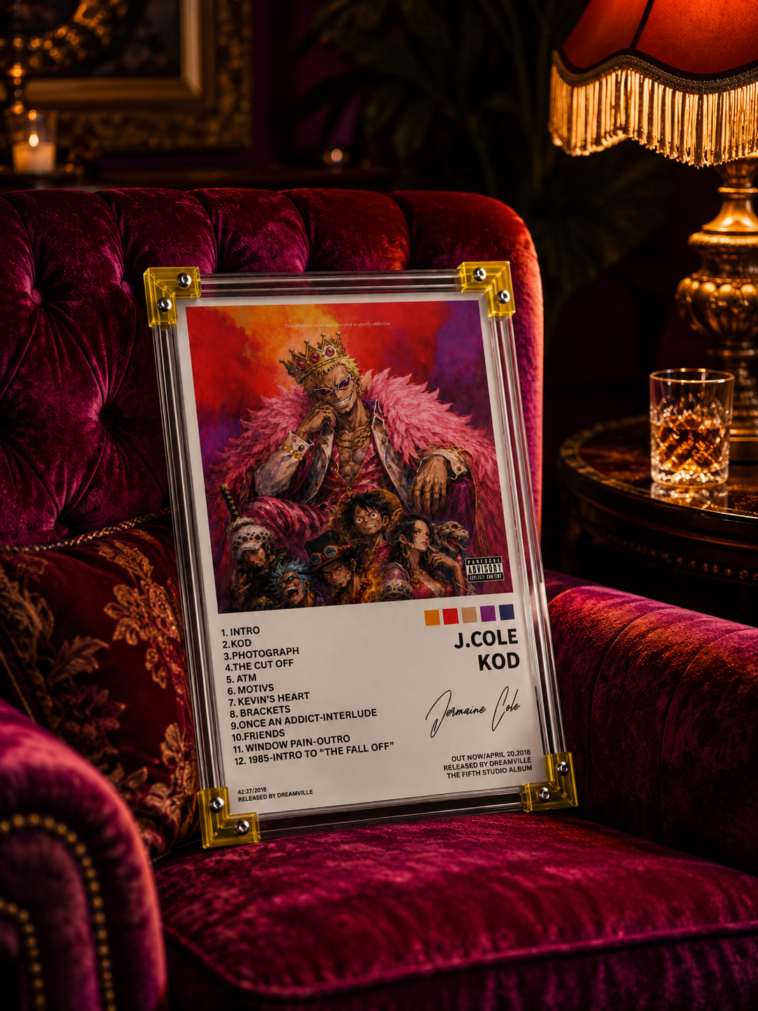 J. Cole KOD x One Piece Anime Album Cover  album cover poster print wall art decor