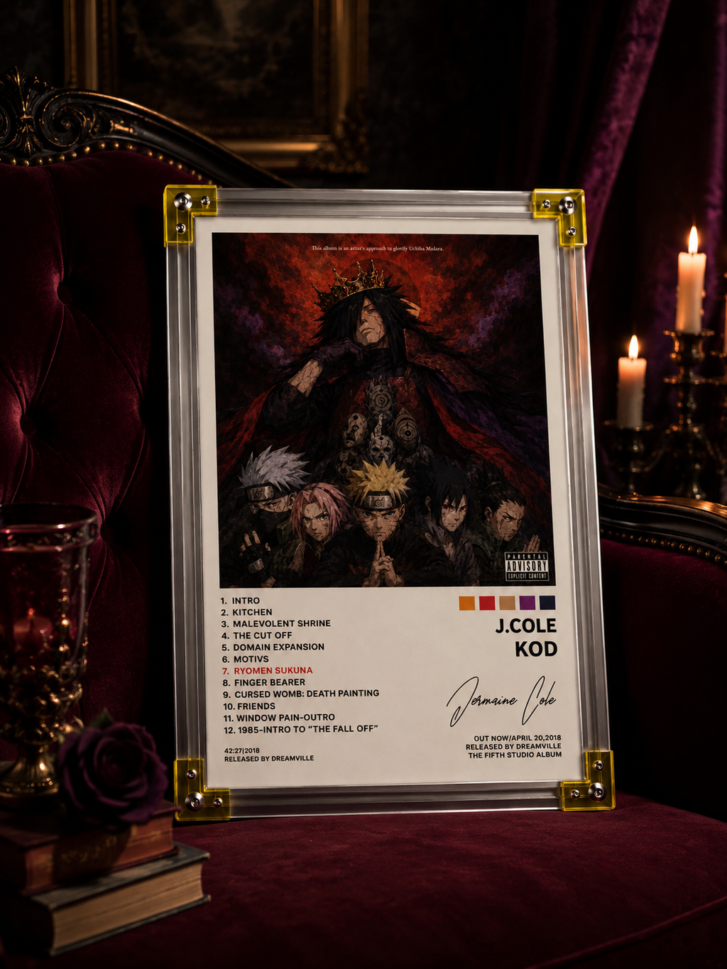 J. Cole KOD x Naruto Anime  Cover album cover poster print wall art decor