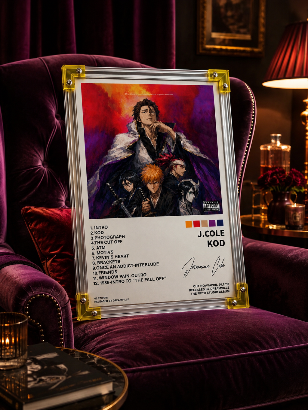 J. Cole KOD x Bleach Anime  Cover album cover poster print wall art decor