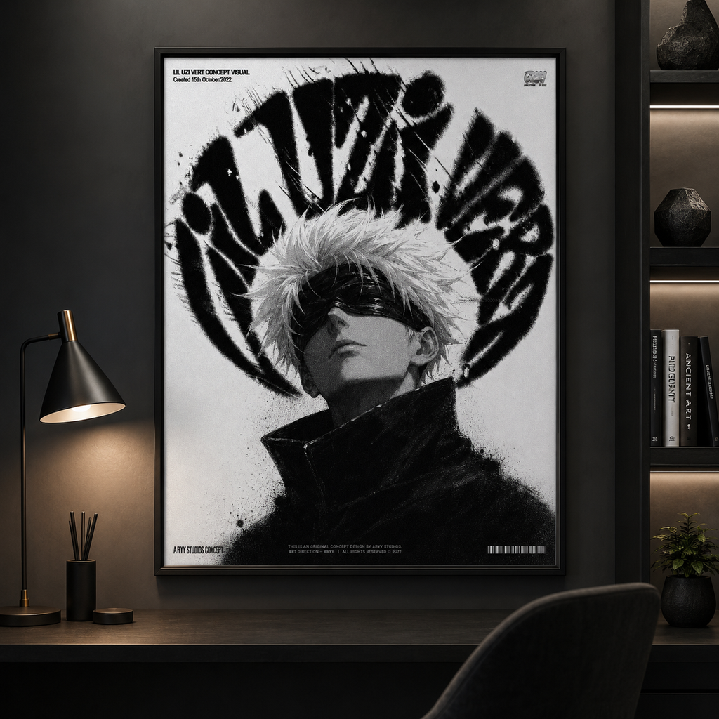 Lil Uzi Vert Anime Wall Art - Satoru Gojo Jujutsu Kaisen Concept Visual album cover poster print wall art decor