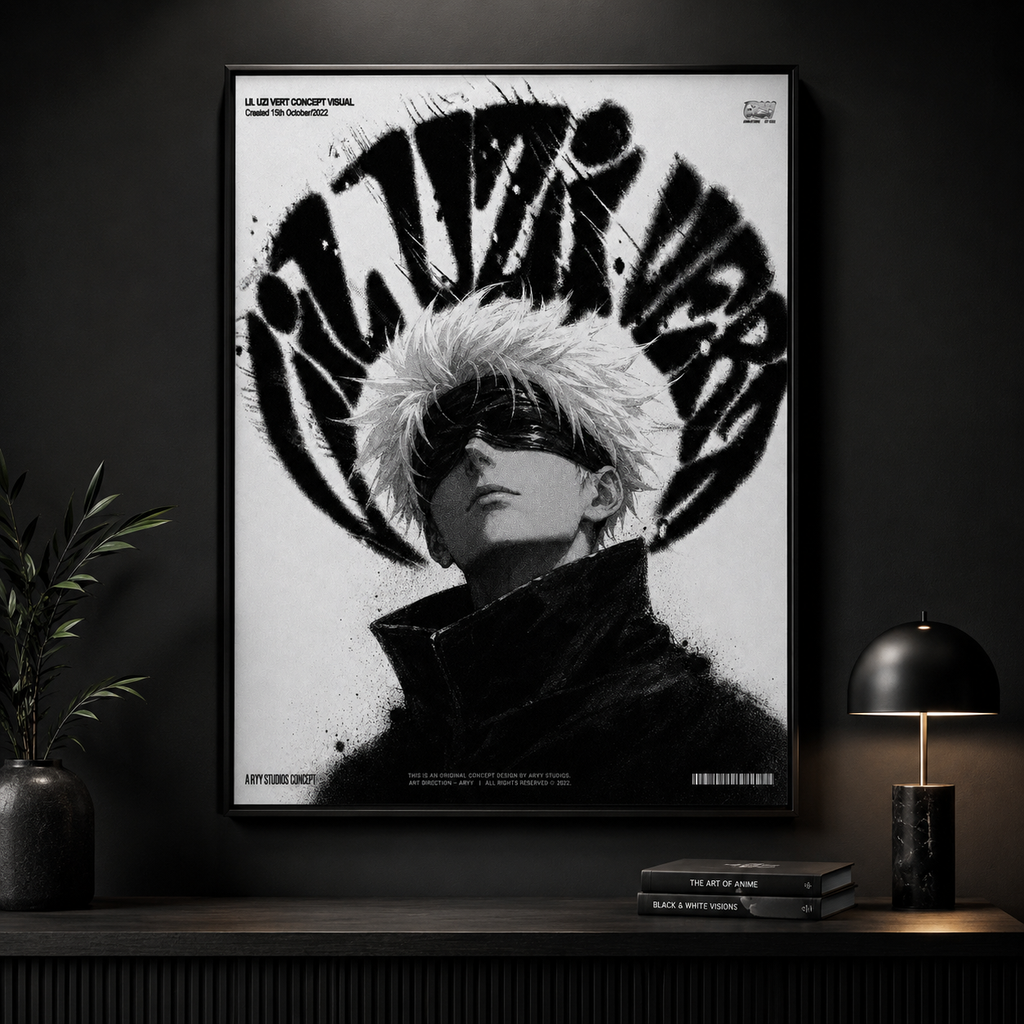 Lil Uzi Vert Anime Wall Art - Satoru Gojo Jujutsu Kaisen Concept Visual album cover poster print wall art decor