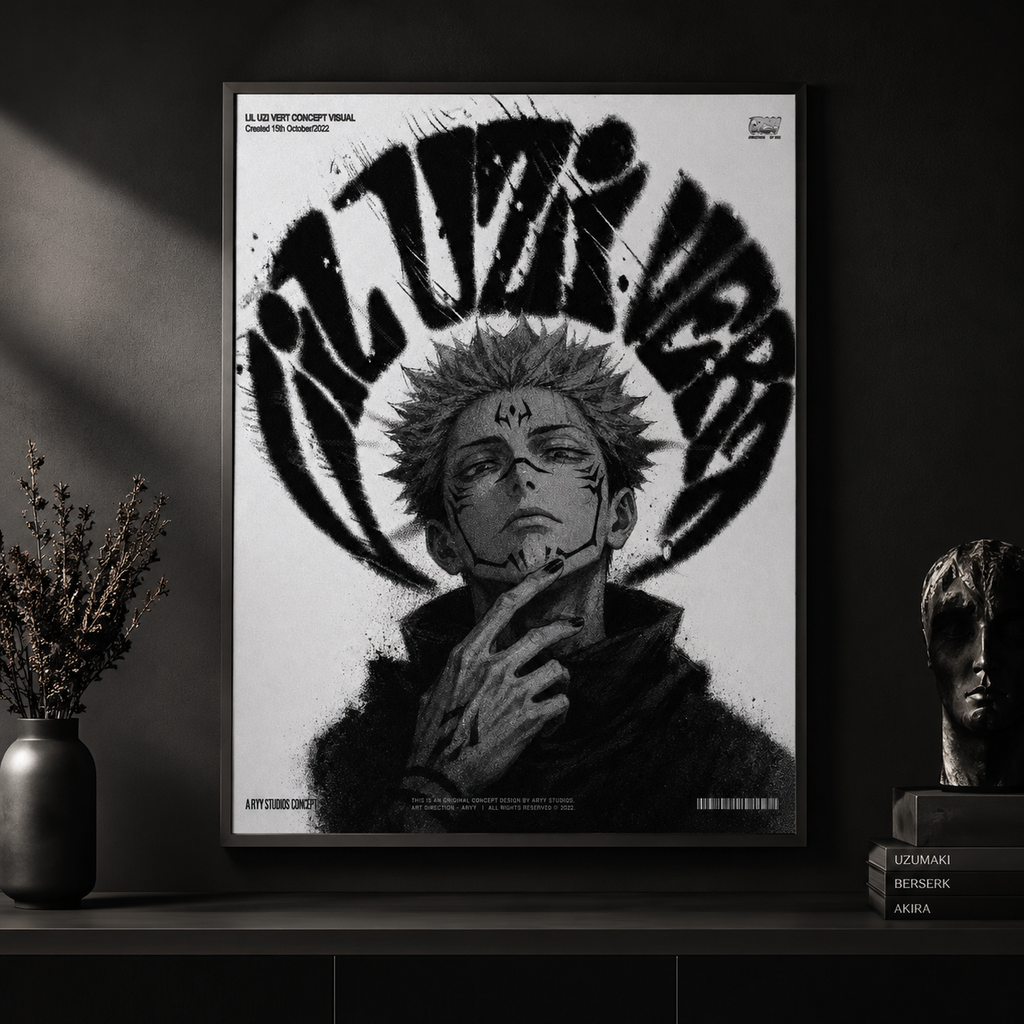 Lil Uzi Vert Anime Wall Art - Ryomen Sukuna Jujutsu Kaisen Concept Visual album cover poster print wall art decor