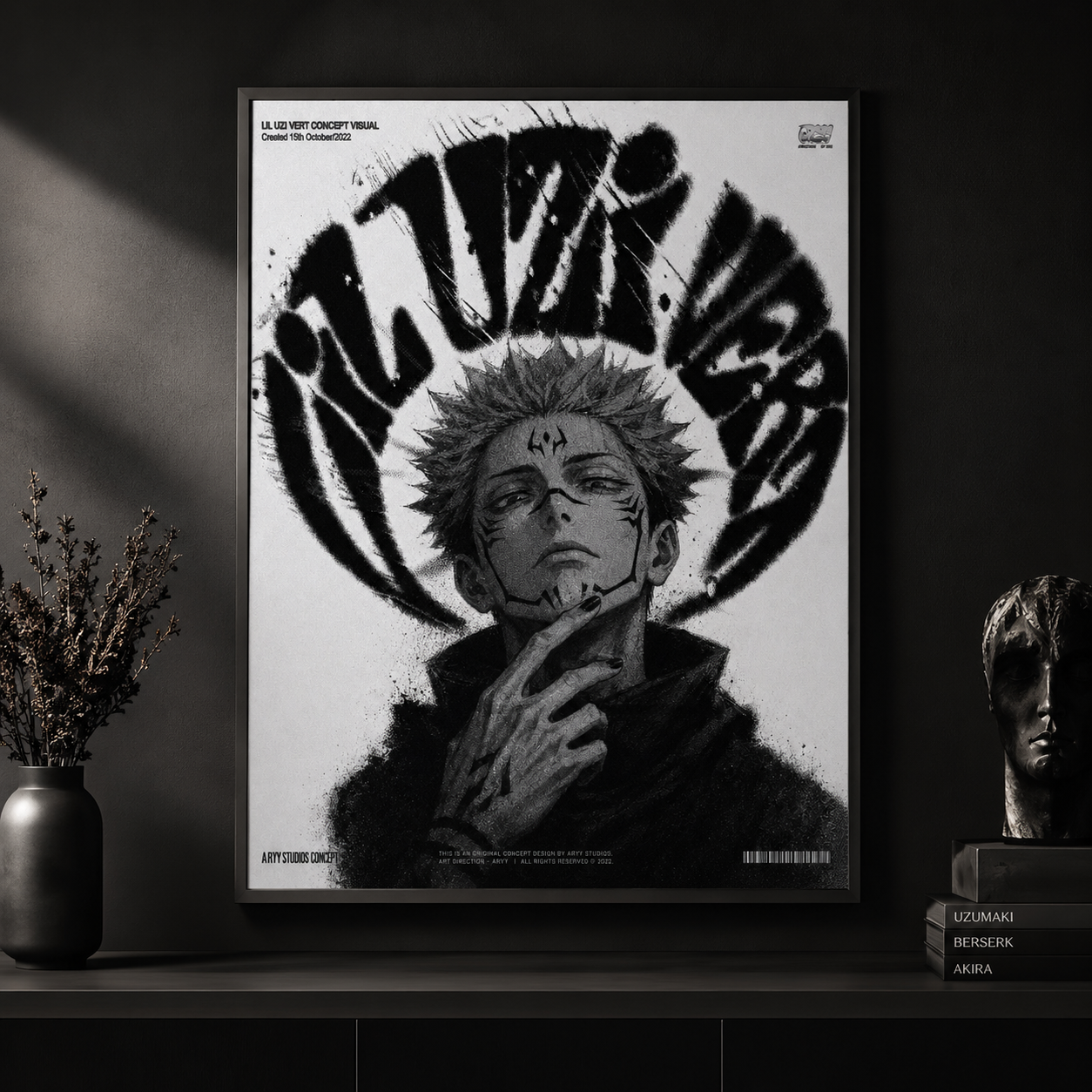 Lil Uzi Vert Anime Wall Art - Ryomen Sukuna Jujutsu Kaisen Concept Visual  album cover poster print wall art decor