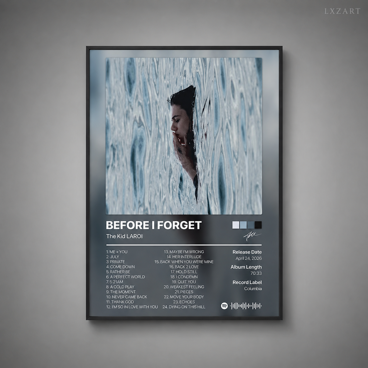 The Kid LAROI Before I Forget Tracklist Poster | Unframed Bedroom Wall Art
