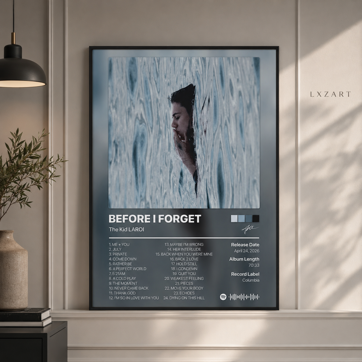 The Kid LAROI Before I Forget Tracklist Poster | Unframed Bedroom Wall Art