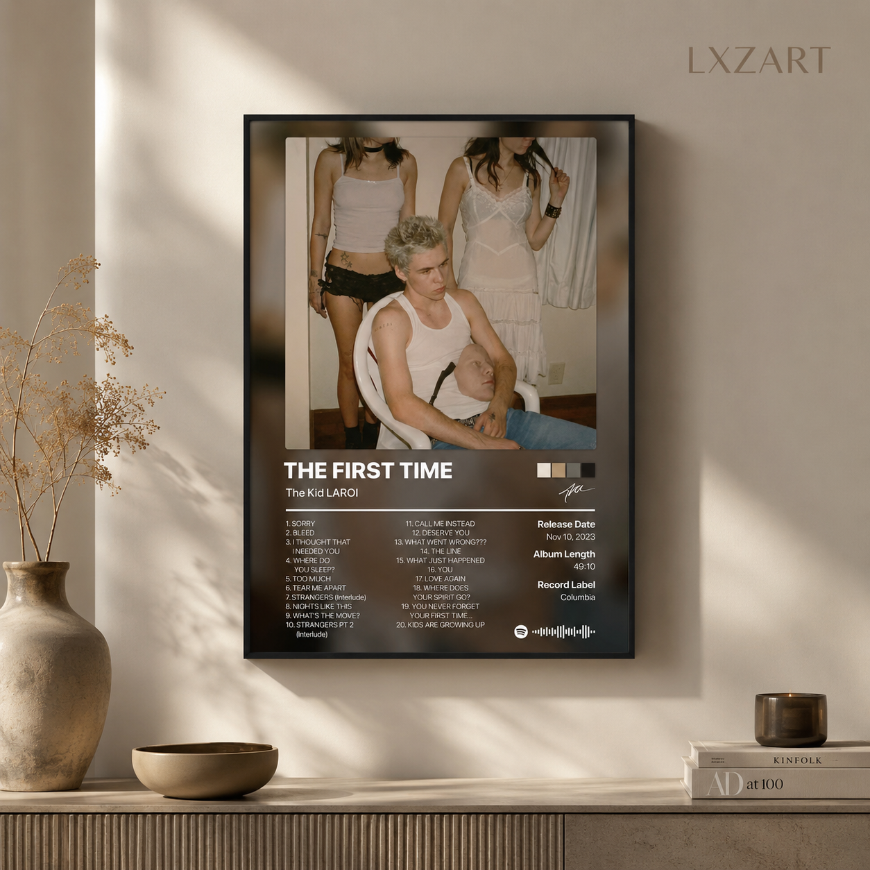 The Kid LAROI The First Time Vintage Tracklist Poster | Unframed Bedroom Wall Art