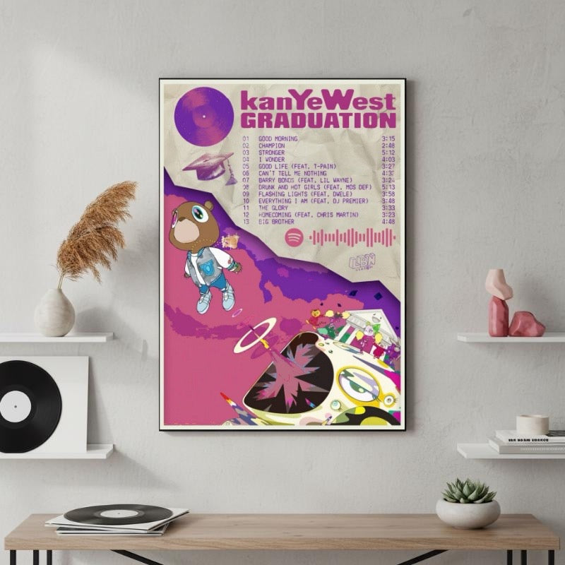 Kanye West Graduation Tracklist  Cream Edition II album cover poster print wall art decor