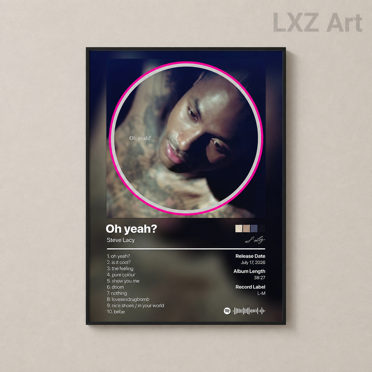 Steve Lacy Oh Yeah? Tracklist Poster | Unframed Bedroom Wall Art
