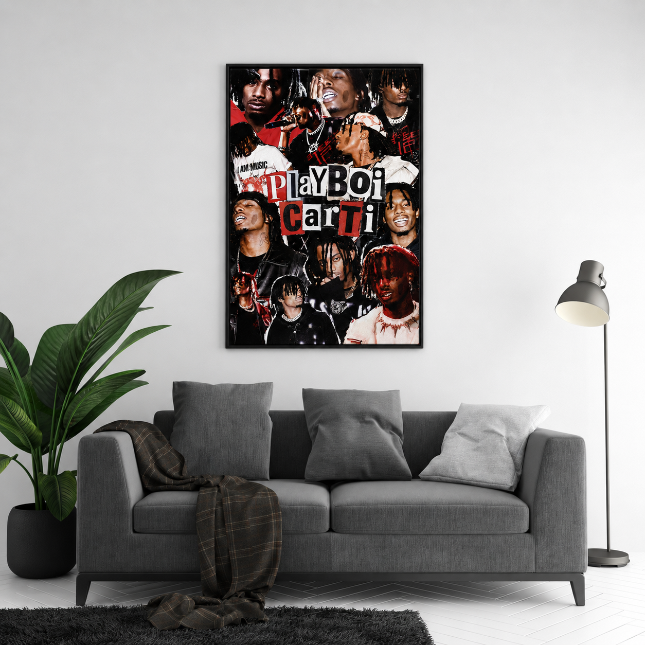 Playboi Carti Red Black Collage | Unframed Bedroom album cover poster print wall art decor