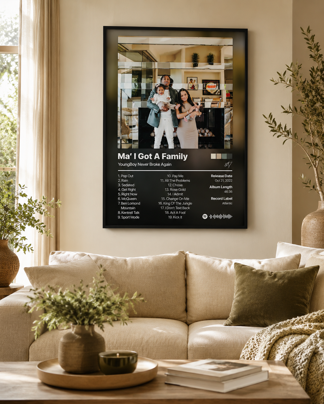 YoungBoy Never Broke Again Ma' I Got A Family Tracklist Poster | Unframed Bedroom Wall Art