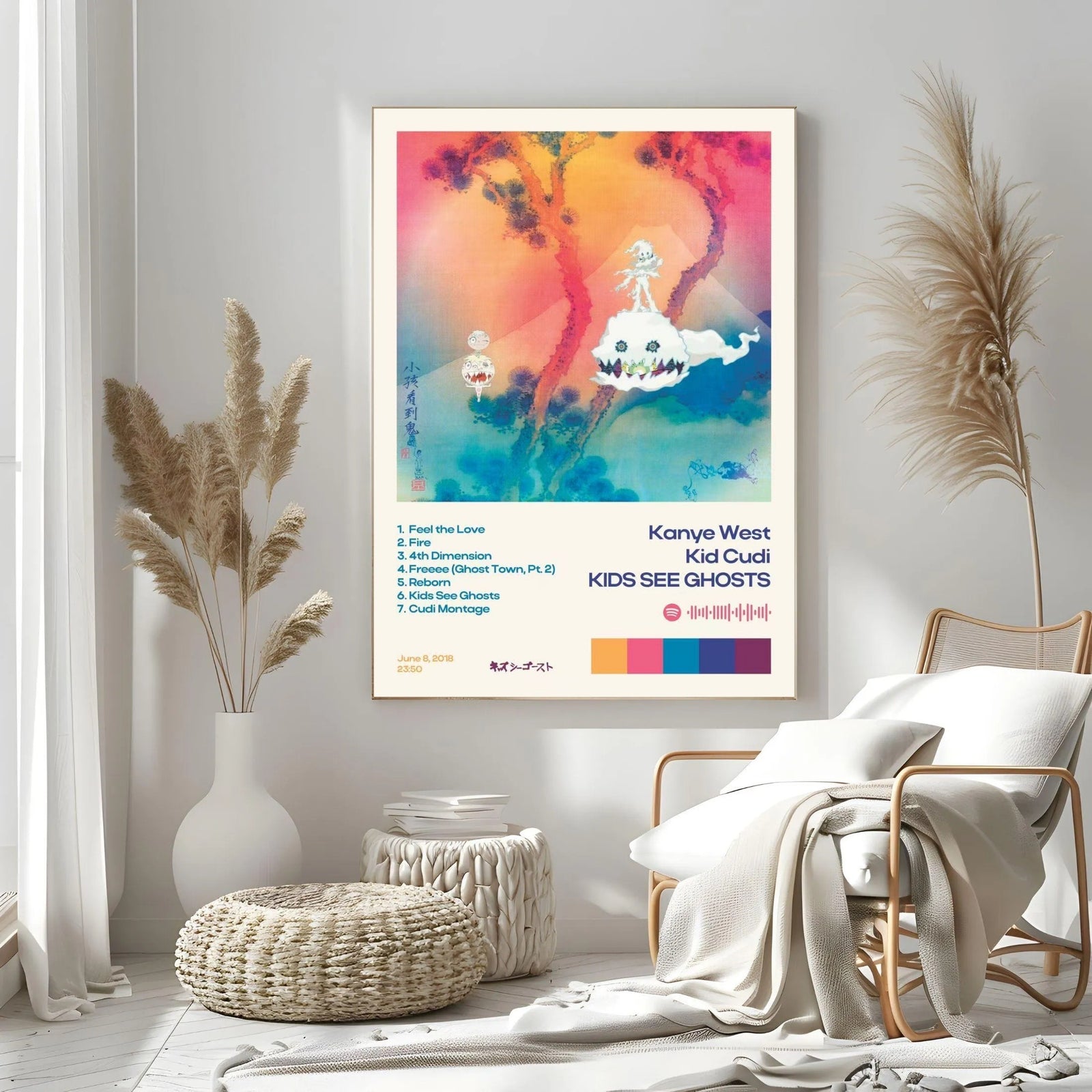 Kanye West & Kid Cudi Kids See Ghosts Tracklist album cover poster print wall art decor