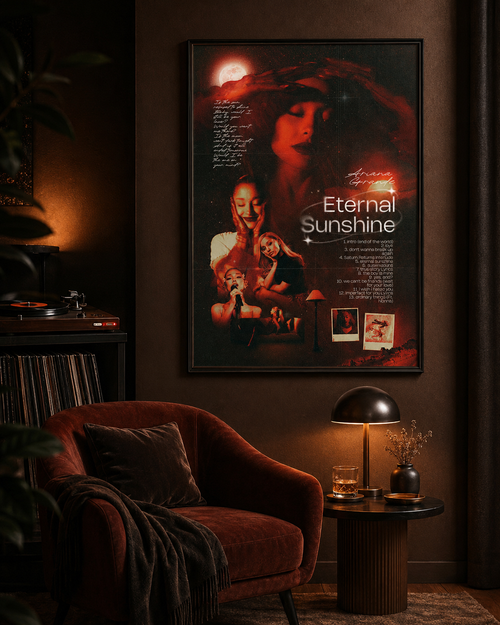 Ariana Grande Eternal Sunshine Red Aesthetic Collage  | Tracklist Lyric Art Print | Vintage Music Wall Decor for Fans album cover poster print wall art decor
